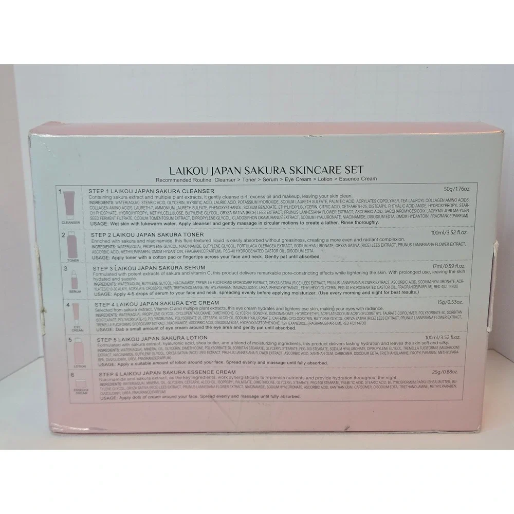 Laikou Japan Sakura Skincare Set 6 Pc Beauty‎ Miracle Niacinamide Vitamin C NEW